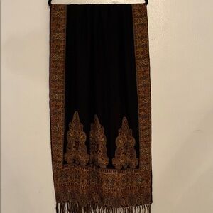 Elegant Black and Gold Tapestry Shawl
